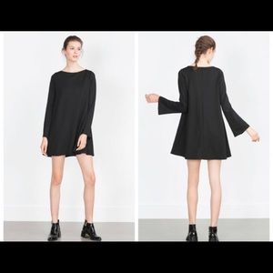 zara bell long sleeve mini dress